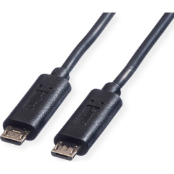 Roline USB 2.0 Charging Cable, Micro B - Micro B, M/M, black, 0.3 m