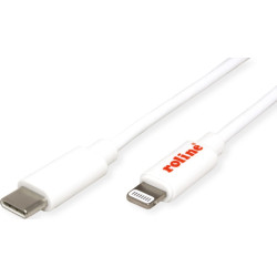 Roline USB Type C Sync & Charge Cable for Apple Devices with Lightning Connector, white, 1 m