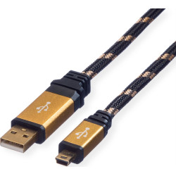 Roline GOLD USB 2.0 Cable, A - 5-Pin Mini, M/M, 0.8 m