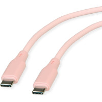 Roline USB 2.0 Cable, C–C, M/M, 60W, silicone, pink, 1 m
