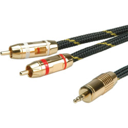 Roline GOLD Audio Connection Cable 3.5mm Stereo - 2 x Cinch (RCA), M/M, 2.5 m