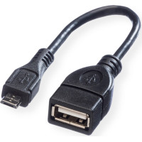 Value USB 2.0 Cable, A - Micro B, F/M, OTG, 0.15 m