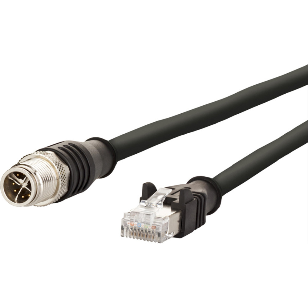 Metz Connect Verbindungsleitung M12 ST-RJ45 ST, 4-polig X-kodiert, schwarz, 5 m
