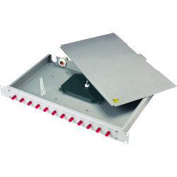 Telegärtner TELEGÄRTNER 19" FO-PP BAS-ECO 1U 12 LCD OM4 nPT, adaptors assembled, 12x LC Duplex, violet, OM4