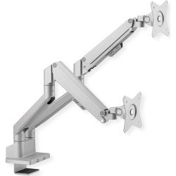 Roline Dual LCD Monitor Stand Pneumatic, Desk Clamp, Pivot, 2 Joints, silver