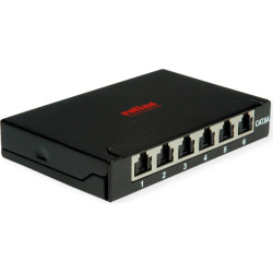 Roline Mini Patchpanel, Cat.6A/Cl.EA, 0.5U, 6x RJ45 ports, shielded, black