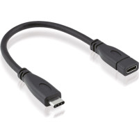 ROLINE USB 3.2 Gen 2 Type C Cable, C-C, M/F, black, 0.15 m