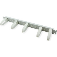 Value 19" Cable Management plate with Horizontal/Vertical cable rings for Cabinets, grey
