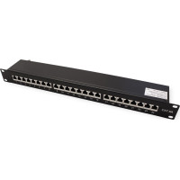 Value Cat.6A (Class EA) 19" Patch Panel, 24 Ports, shielded, black