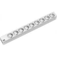 Bachmann 19" socket strip 9-way, without switch, Aluminium