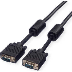 Secomp SVGA Cable + Ferrite, +DDC, HD15, M/M, black, 15 m