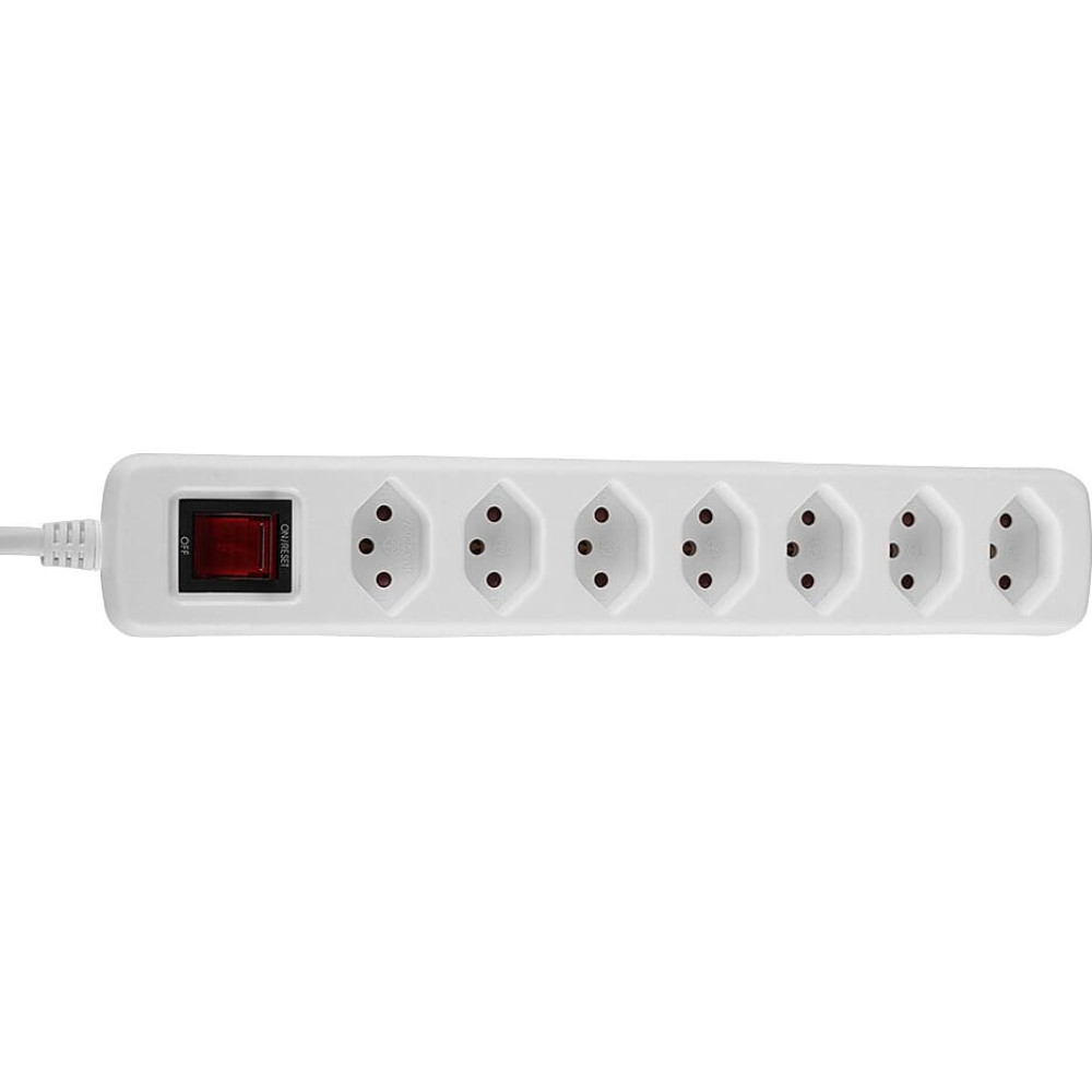 Lindy 7-Way Swiss 3-Pin Mains Power Extension with Switch, White