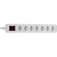 Lindy 7-Way Swiss 3-Pin Mains Power Extension with Switch, White