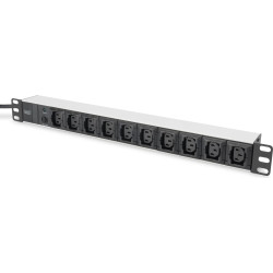Digitus aluminum outlet strip, 10 outlets, 2 m supply IEC C14 plug