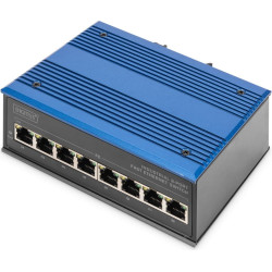 Digitus 8 port Fast Ethernet network switch, industrial, unmanaged, 1 RJ45 uplink