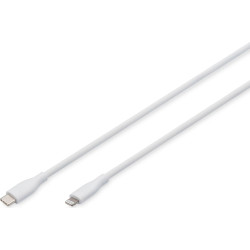 Digitus Lightning silicone connection cable, USB-C - Lightning, 1m, white