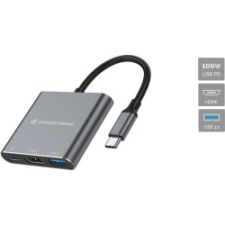Conceptronic DONN18G dokstacija Vadu USB 3.2 Gen 1 (3.1 Gen 1) Type-C Pelēks
