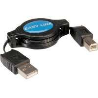 VALUE USB 2.0 Retractable Cable, Type A M - Type B M, 1.2 m