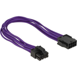 Delock Extension Power cable 8 pin EPS male > 8 pin EPS female textile shielding purple