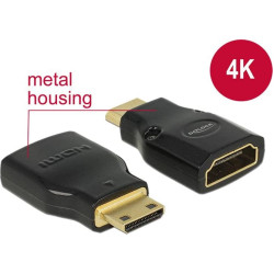 Delock Adapter High Speed HDMI with Ethernet â HDMI Mini-C male  HDMI-A female 4K black