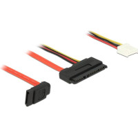 Delock Cable SATA 6 Gb/s 7 pin receptacle + Floppy 4 pin power receptacle (5 V + 12 V) > SATA 22 pin receptacle straight 30 cm
