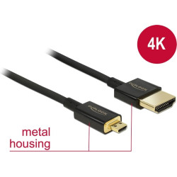 Delock Cable High Speed HDMI with Ethernet - HDMI-A male > HDMI Micro-D male 3D 4K 0.25 m Slim High Quality