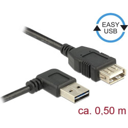 Delock Extension cable EASY-USB 2.0 Type-A male angled left / right > USB 2.0 Type-A female 0,5 m