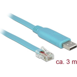 Delock Adapter USB 2.0 Type-A male > 1 x Serial RS-232 RJ45 male 3.0 m blue