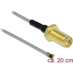 Delock Antenna Cable SMA jack bulkhead to MHF® 4L plug 1.37 20 cm thread length 10 mm