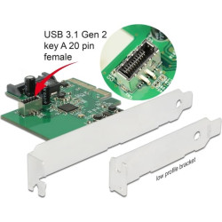 Delock PCI Express x4 Card to 1 x internal USB 10 Gbps Type-E Key A 20 pin female