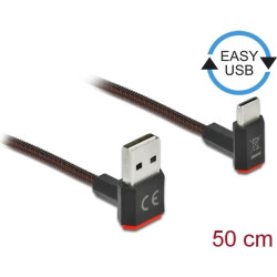 Delock EASY-USB 2.0 Cable Type-A male to USB Type-C™ male angled up / down 0.5 m black