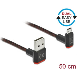 Delock EASY-USB 2.0 Cable Type-A male to EASY-USB Type Micro-B male angled up / down 0.5 m black