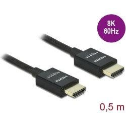 Delock Coaxial High Speed HDMI Cable 48 Gbps 8K 60 Hz black 0.5 m