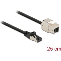 Delock Cable RJ45 plug to Keystone Module RJ45 jack Cat.6A 25 cm black