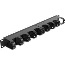 Delock 19″ Cable Management Routing Panel with 10 closed cable routings 1U black