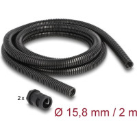 Delock Cable protection sleeve 2 m x 15.8 mm with 2 x PG11 conduit fitting set black