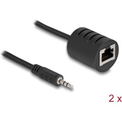 Delock Stereo Audio Extender RJ45 jack to 3.5 mm stereo jack male Cat.5 up to 50 m set 2 pieces