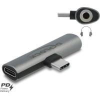 Delock Audio Adapter USB Type-C™ to Stereo Jack female and USB Type-C™ PD grey