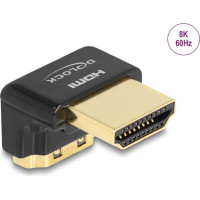 Delock HDMI Adapter male to female 90° downwards angled 8K 60 Hz metal
