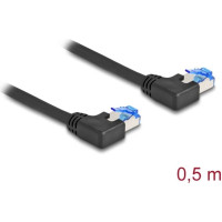 Delock RJ45 Network Cable Cat.6A S/FTP left angled 0.5 m black
