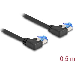 Delock RJ45 Network Cable Cat.6A S/FTP left angled 0.5 m black
