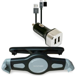 Realpower KFZ-Ladegerät Set + Kabel + Halterung Tablet