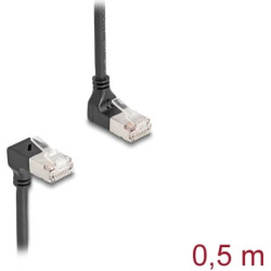 Delock RJ45 Network Cable Cat.6A S/FTP Slim 90° upwards / downwards angled 0.5 m black