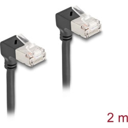 Delock RJ45 Network Cable Cat.6A S/FTP Slim 90° upwards / upwards angled 2 m black