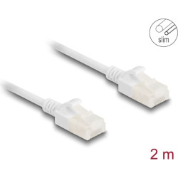 Delock RJ45 Network Cable Cat.6A plug to plug with robust latch for industrial use U/UTP Slim 2 m white