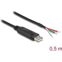 Delock Adapter Cable USB 2.0 Type-A to Serial RS-485 with 3 x open wire ends 0.5 m