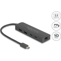 Delock 10 Gbps USB Hub with 2.5 Gigabit LAN port and PD 85 Watt