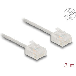 Delock RJ45 Network Cable Cat.6 UTP Ultra Slim 3 m grey with short plugs