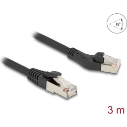 Delock RJ45 Network Cable Cat.8.1 S/FTP plug 45° left angled to plug straight up to 40 Gbps 3 m black
