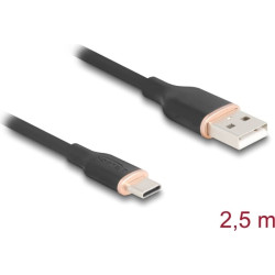 Delock USB 2.0 Cable USB Type-A male to USB Type-C™ male 2.5 m black Silicone